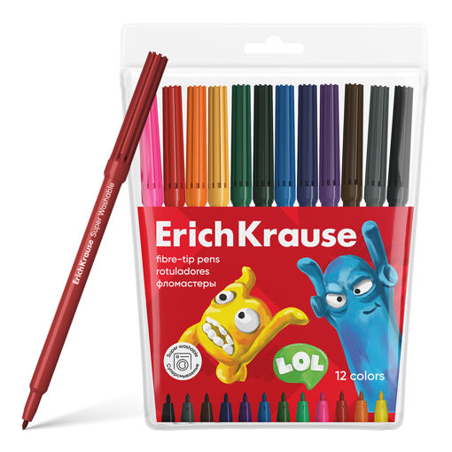 Picture of EK FIBRE TIP MARKERS X12 WASHABLE
